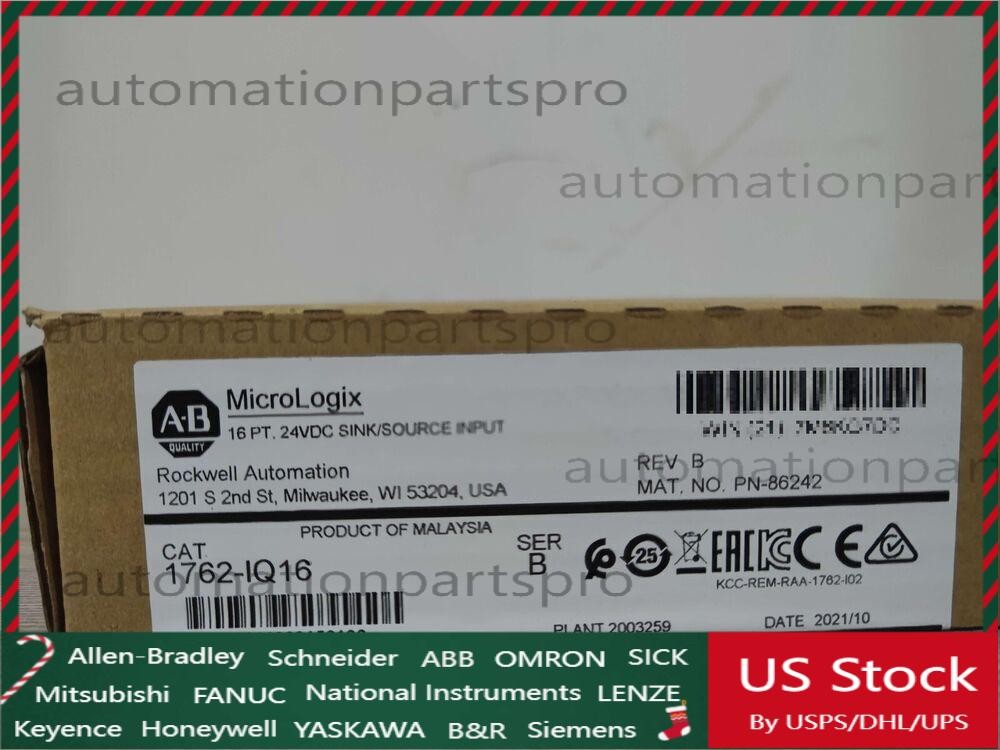 New Factory Sealed Allen-Bradley 1762-IQ16 SER B MicroLogix 24VDC Input Module