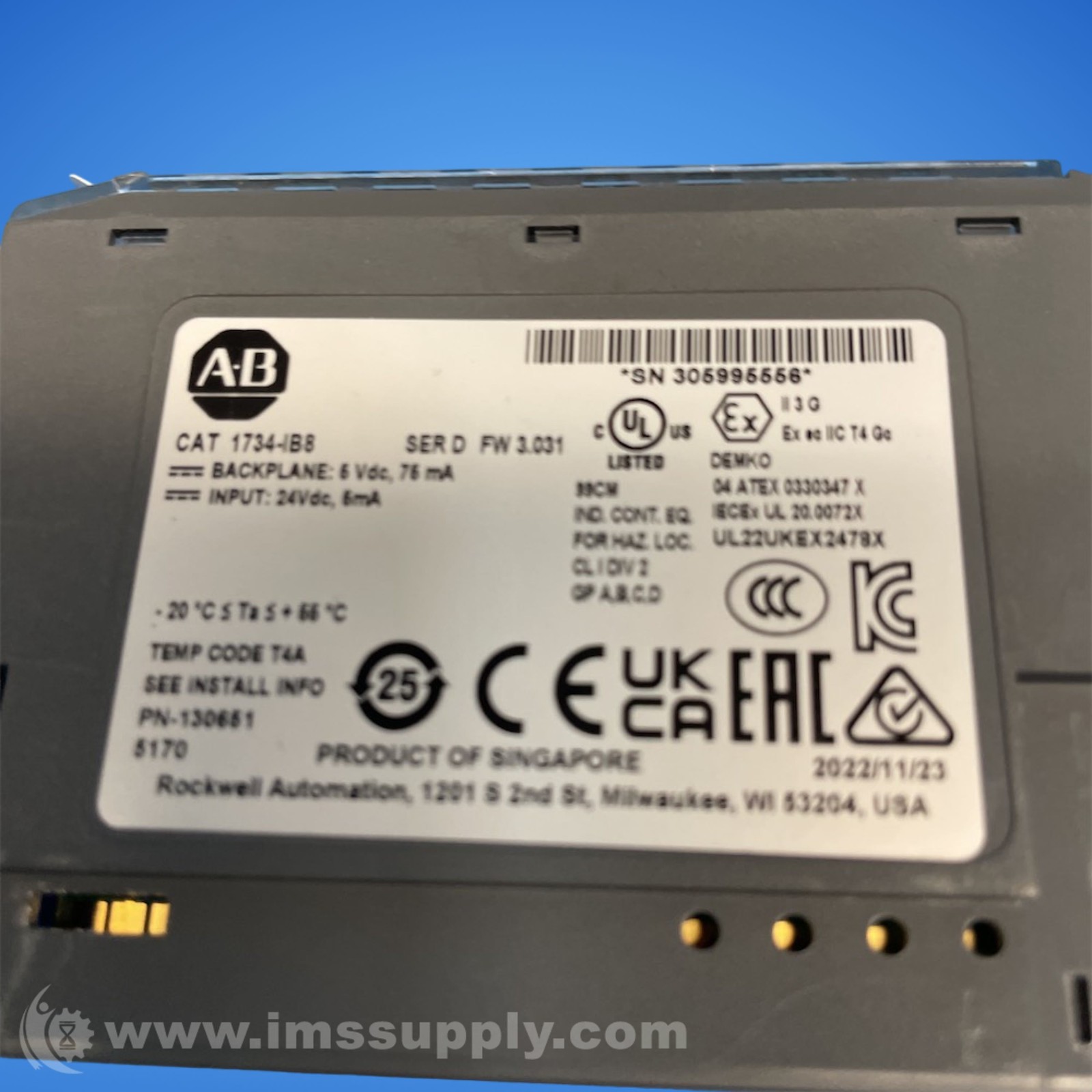 Allen Bradley 1734-IB8 Series D I/O Module, Digital DC Input FNIP