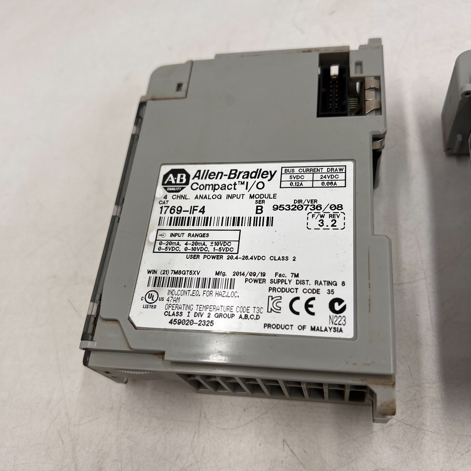 Lot of 2 Allen-Bradley 1769-IF4 Ser B. PLC Input Modules