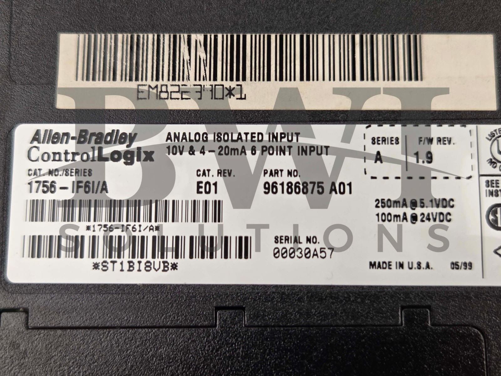 Allen Bradley 1756-IF6I /A ControlLogix Analog Isolated Input Module 1756IF6I