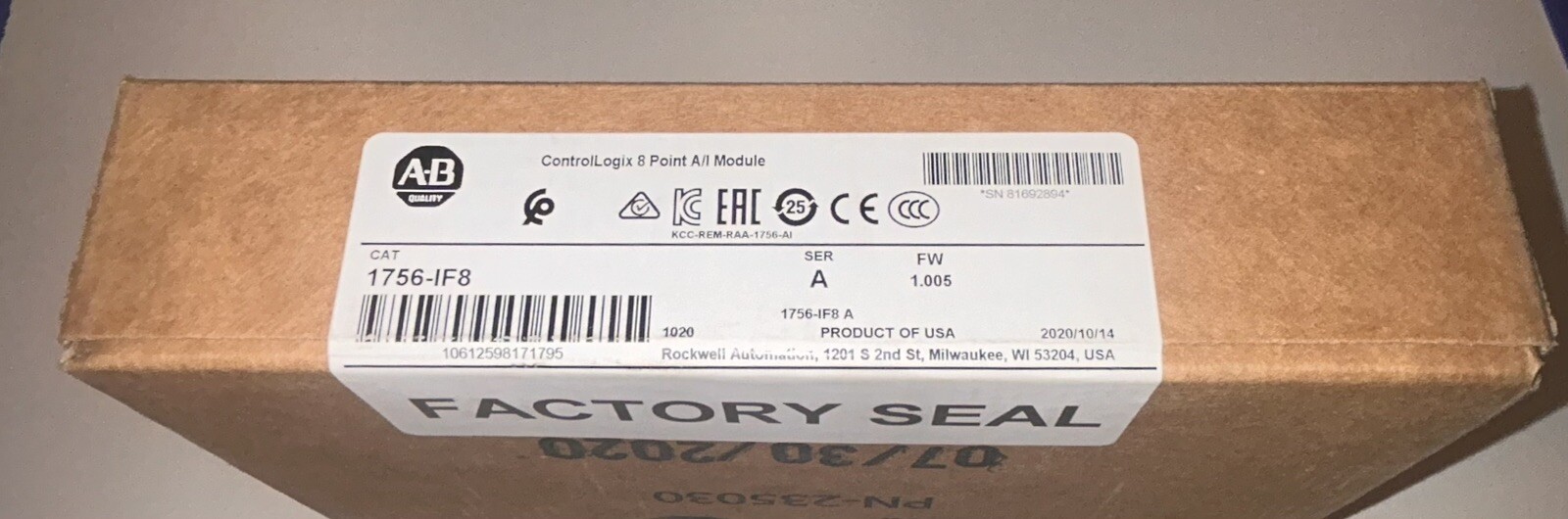 1756-IF8 Allen-Bradley ControlLogix Point A/I Module New Factory Sealed 1756IF8