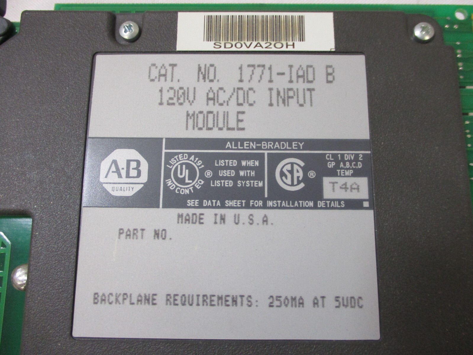 *NEW* ALLEN BRADLEY 1771-IAD SERIES B 120V AC/DC INPUT MODULE *60 DAY WARRANTY*