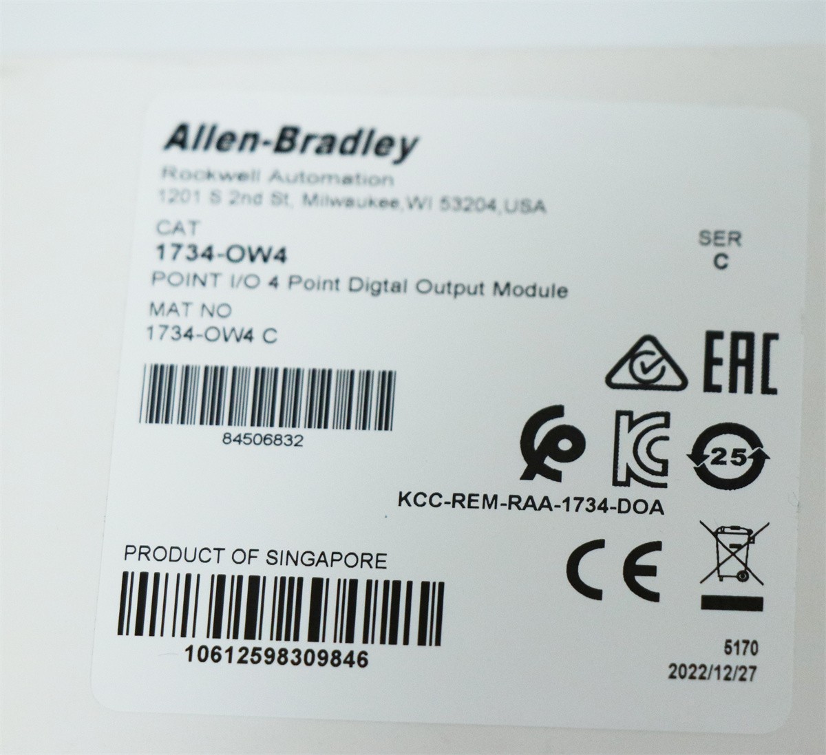 Digital Contact Output Module 1734-OW4 POINT I/O