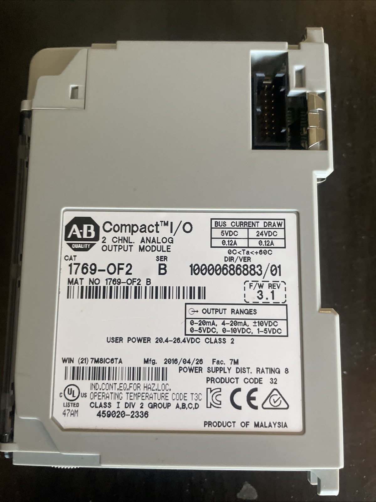 Allen-Bradley 1769-OF2 PLC Output Module