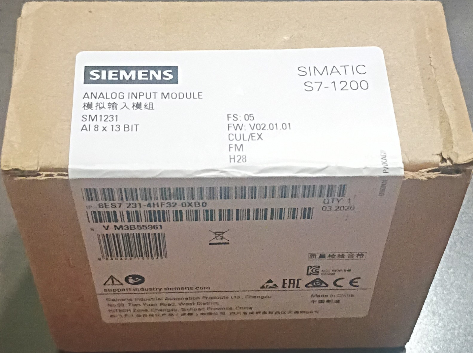 Siemens SIMATIC S7-1200 SM1231 Analog PLC Input Module AI 8×13 Bit 6ES7