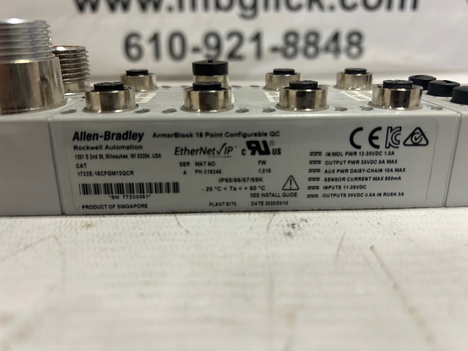 Allen Bradley 1732E-16CFGM12QCR/A ArmorBlock I/O with 7000-41121 M12 T Couplers