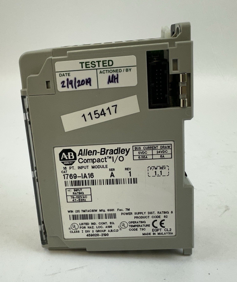 ALLEN-BRADLEY 1769-IA16 SER. A REV. 1 INPUT MODULE REV 1 F/W REV. 1.1