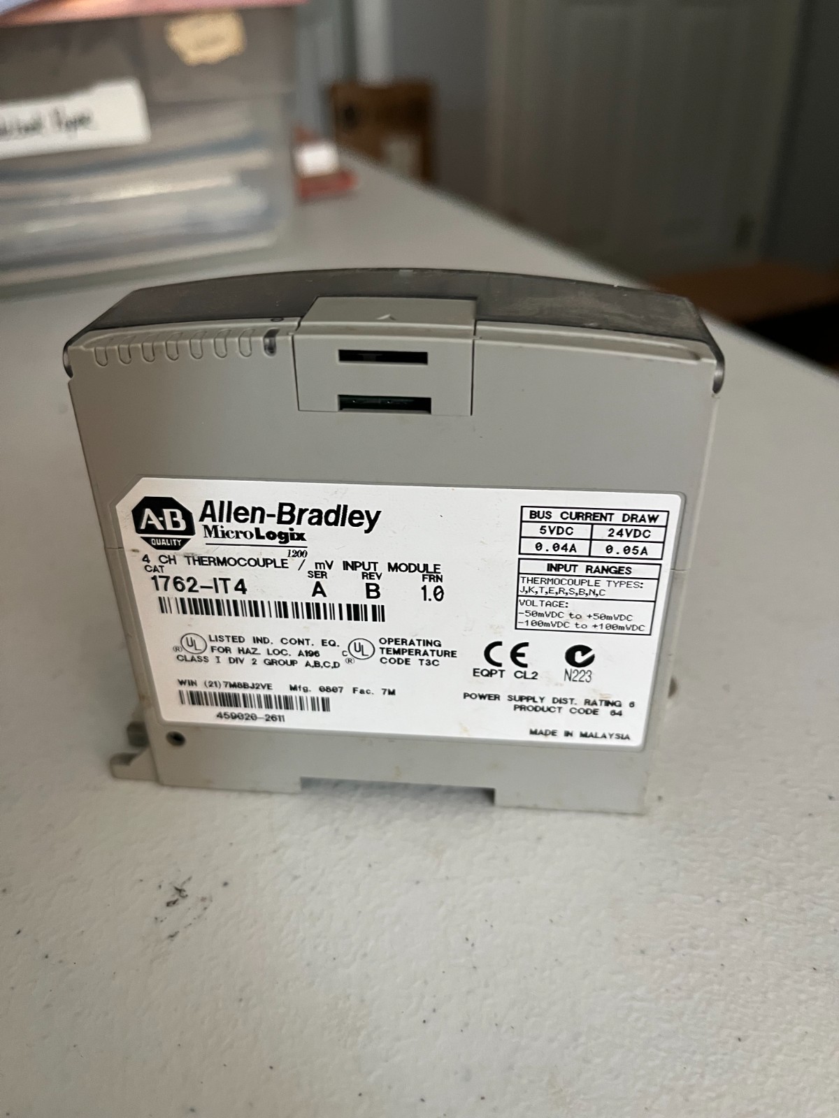 Allen Bradley 1762-IT4 MicroLogix Thermocouple / MV Input Module