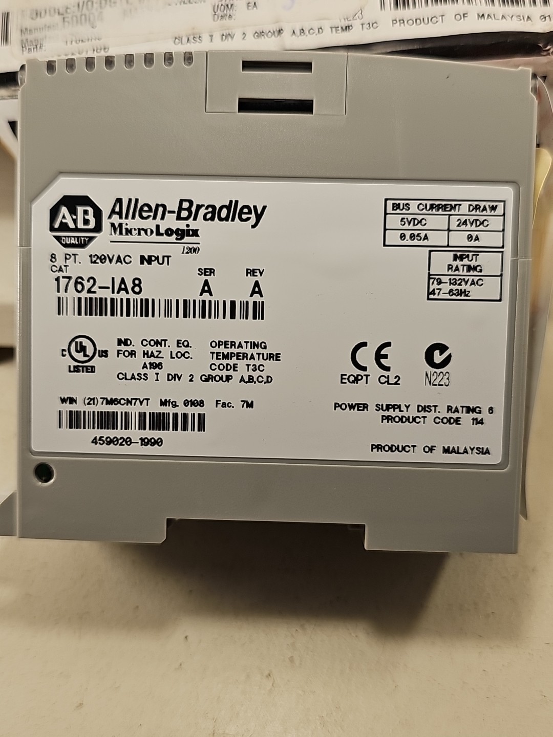 New AB 1762-IA8 MicroLogix 1762-IA8 8-Point 120V AC Input Module 1762IA8