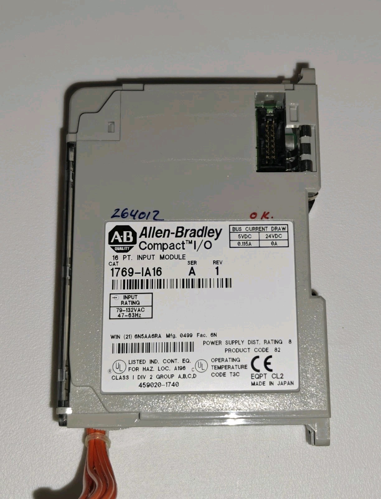 Allen Bradley 1769-IA16 Compact Logix I/O Input Module 16Pt 115VAC Ser A