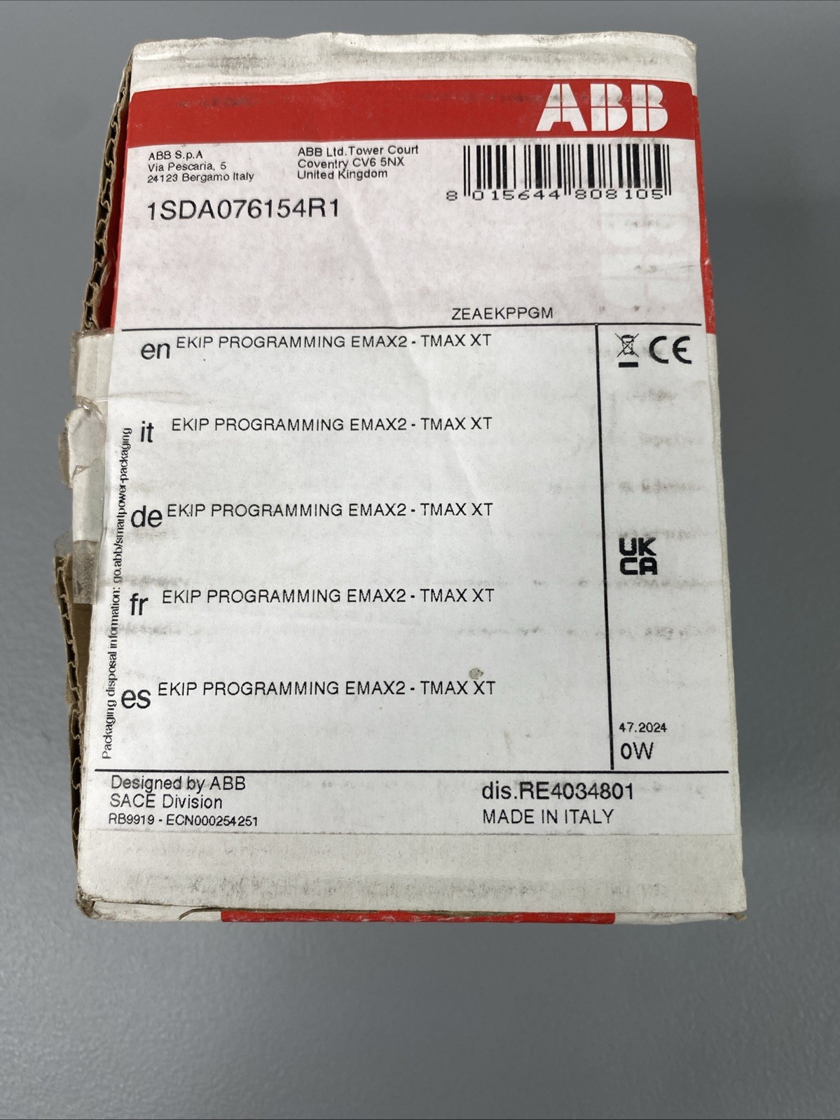 ABB 1SDA076154R1, EKIP PROGRAMMING EMAX2 – TMAX XT Made In Italy New In Box