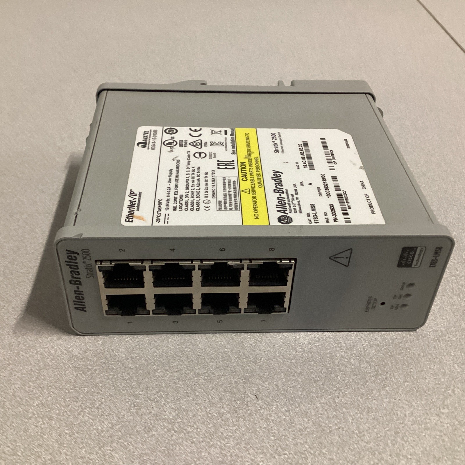 Refurbish Allen Bradley Stratix 2500 Ethernet Managed Switch, CAT: 1783-LMS8