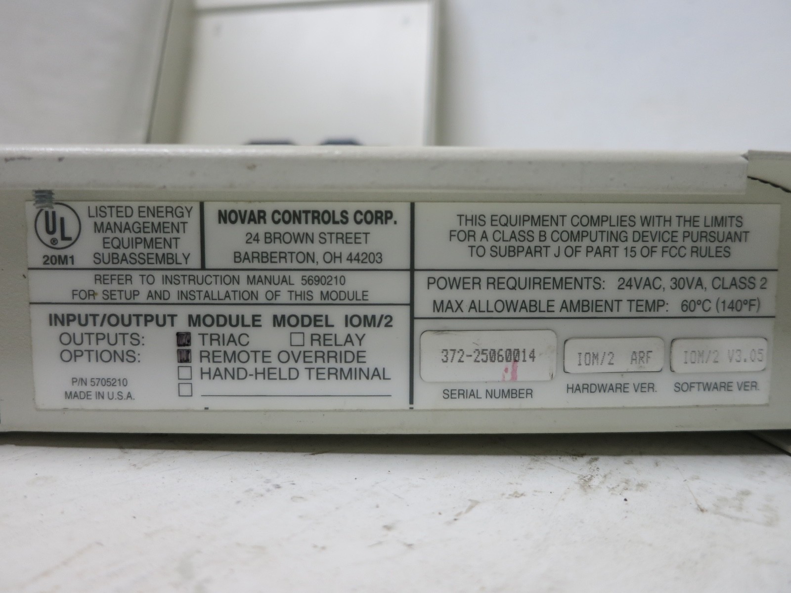 Novar IOM/2 Logic One V3.05 ARF Input/Output Module Triac Remote Override CRO