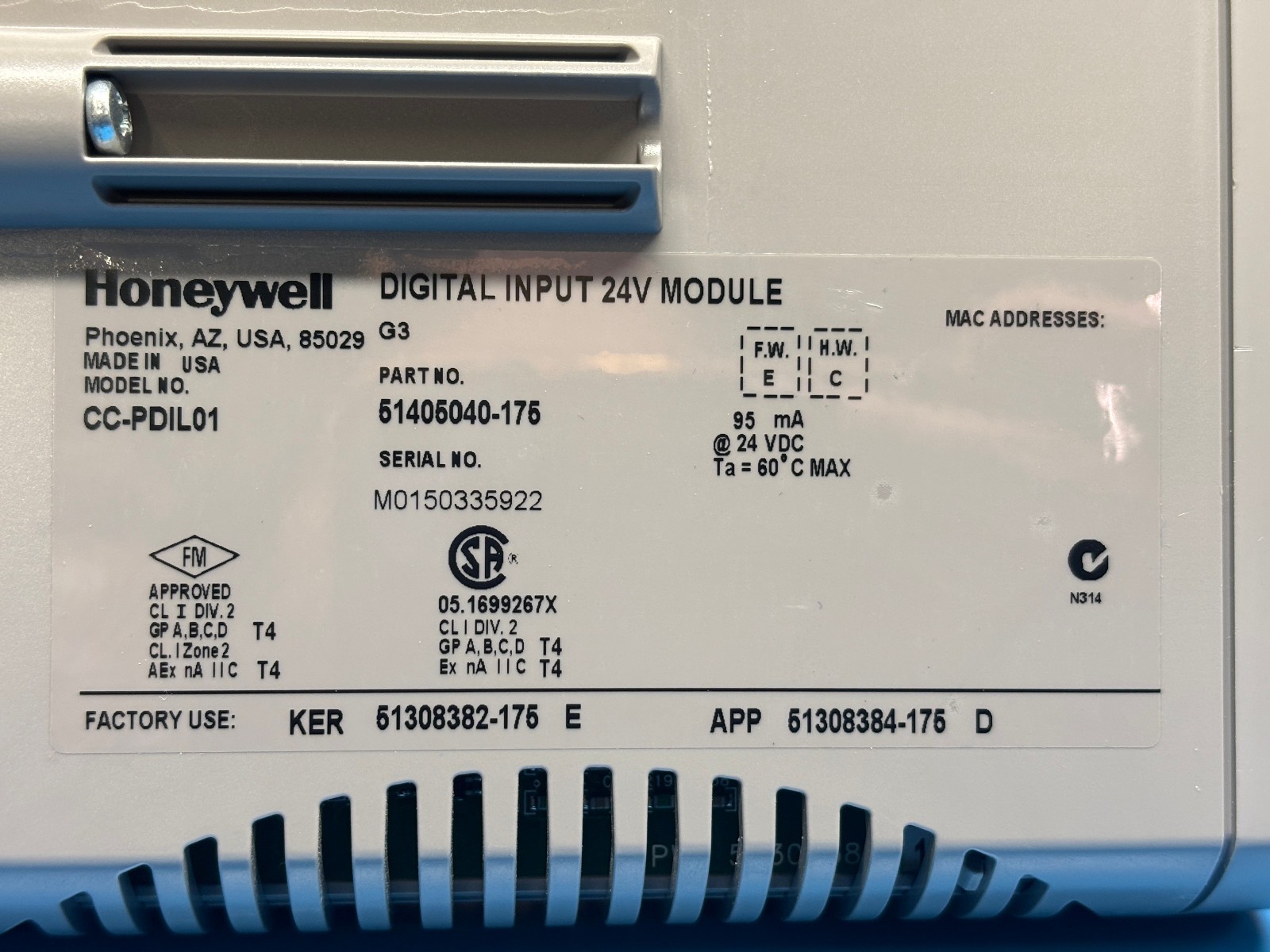 Honeywell CC-PDIL01 Digital Input Module 24V – 51406040-175