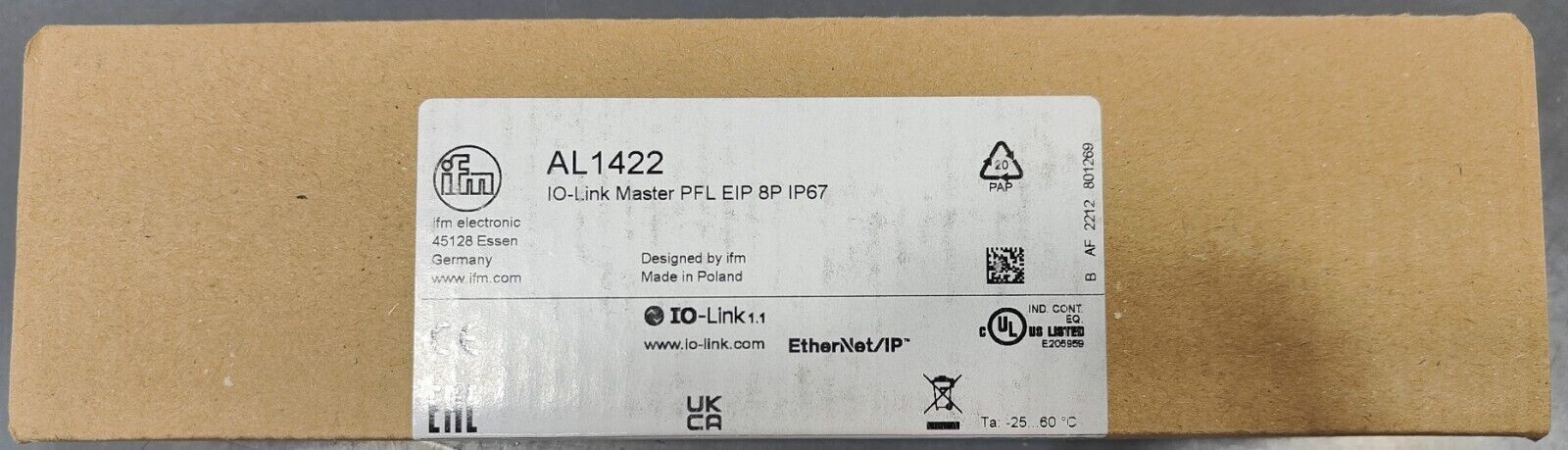 New IFM AL1422 IO-Link Master EtherNet/IP 8 Port IP67 FREE SHIPPING