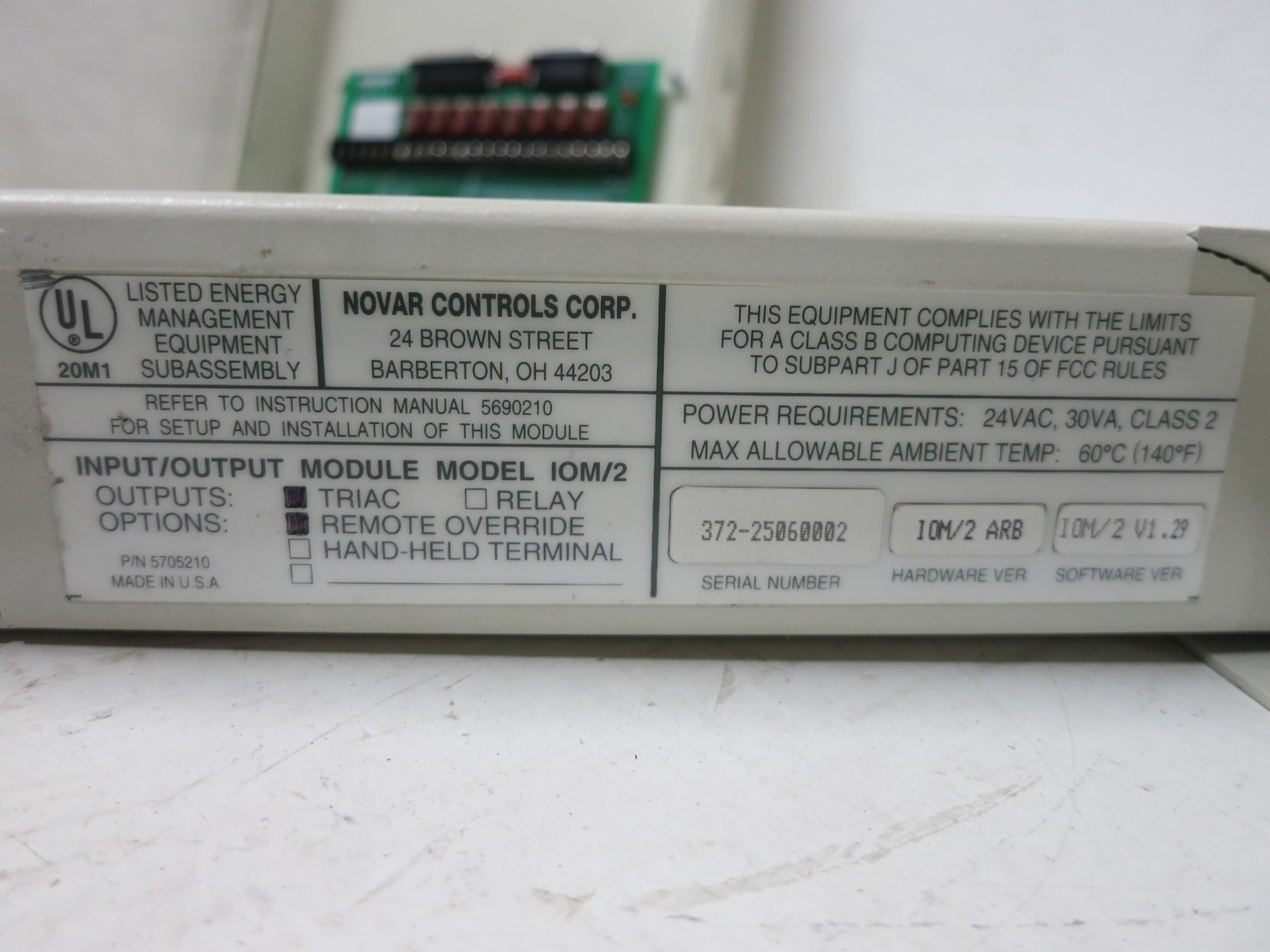 Novar IOM/2 Logic One V1.29 Input/Output Module Triac Remote Override DRO Board