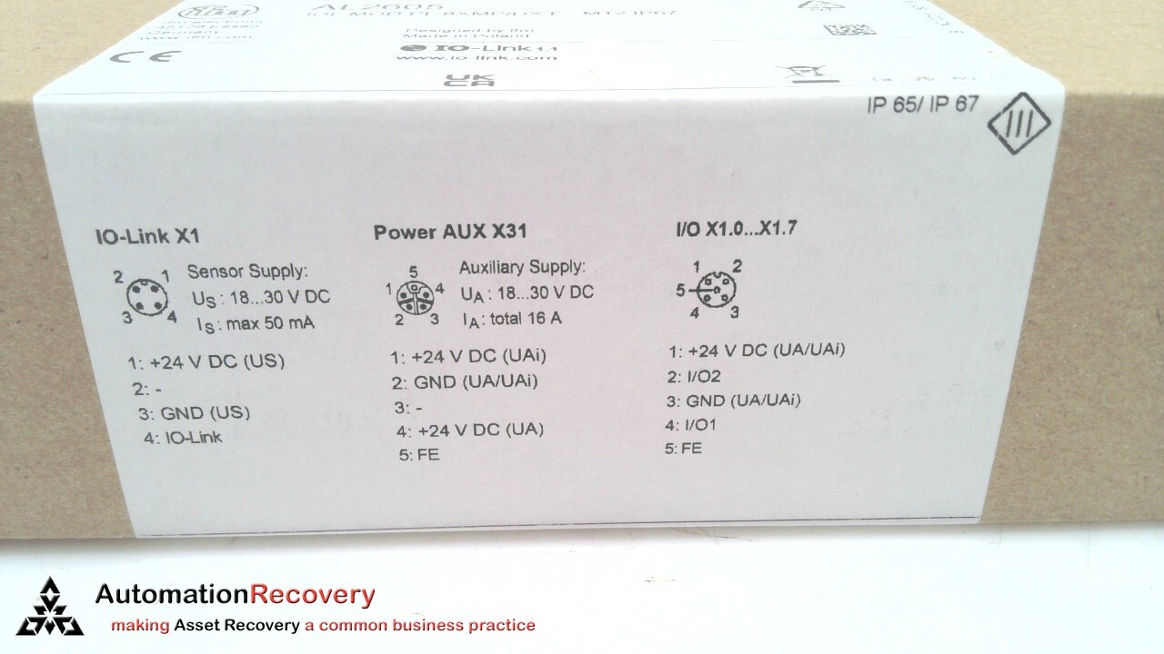 IFM AL2605 I/O MODULE, IOL MOD PL 8XMP/DX E M12 IP67, NEW #320887