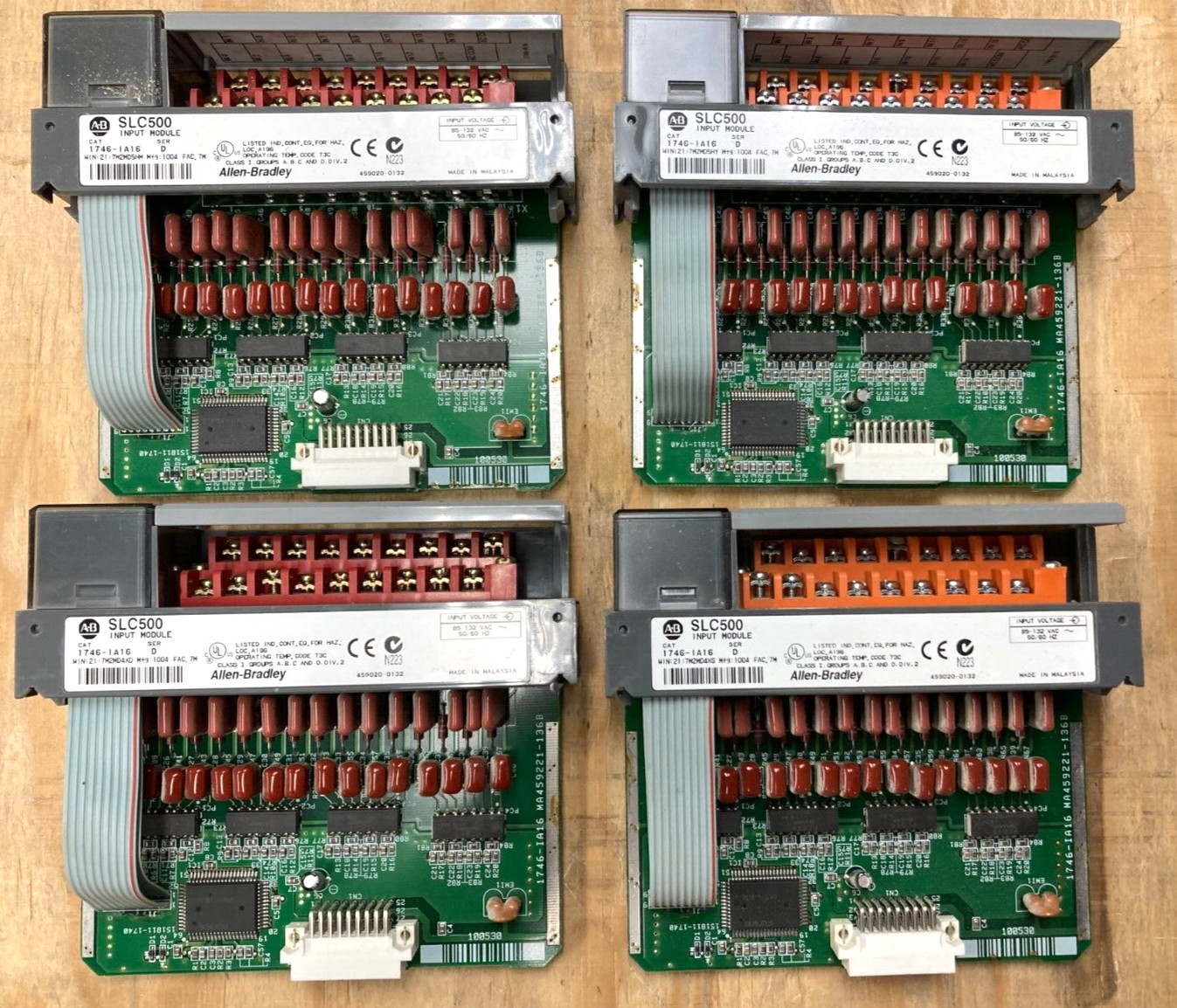 Qty 4 Allen Bradley 1746-IA16 Series D mfg date 1004 Input Module – Lot of 4