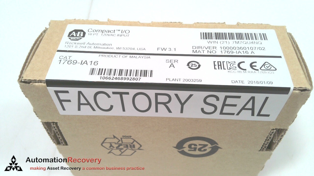 ALLEN BRADLEY 1769-IA16 SER A, COMPACTLOGIX I/O 16 PT INPUT MODULE, NEW #320608