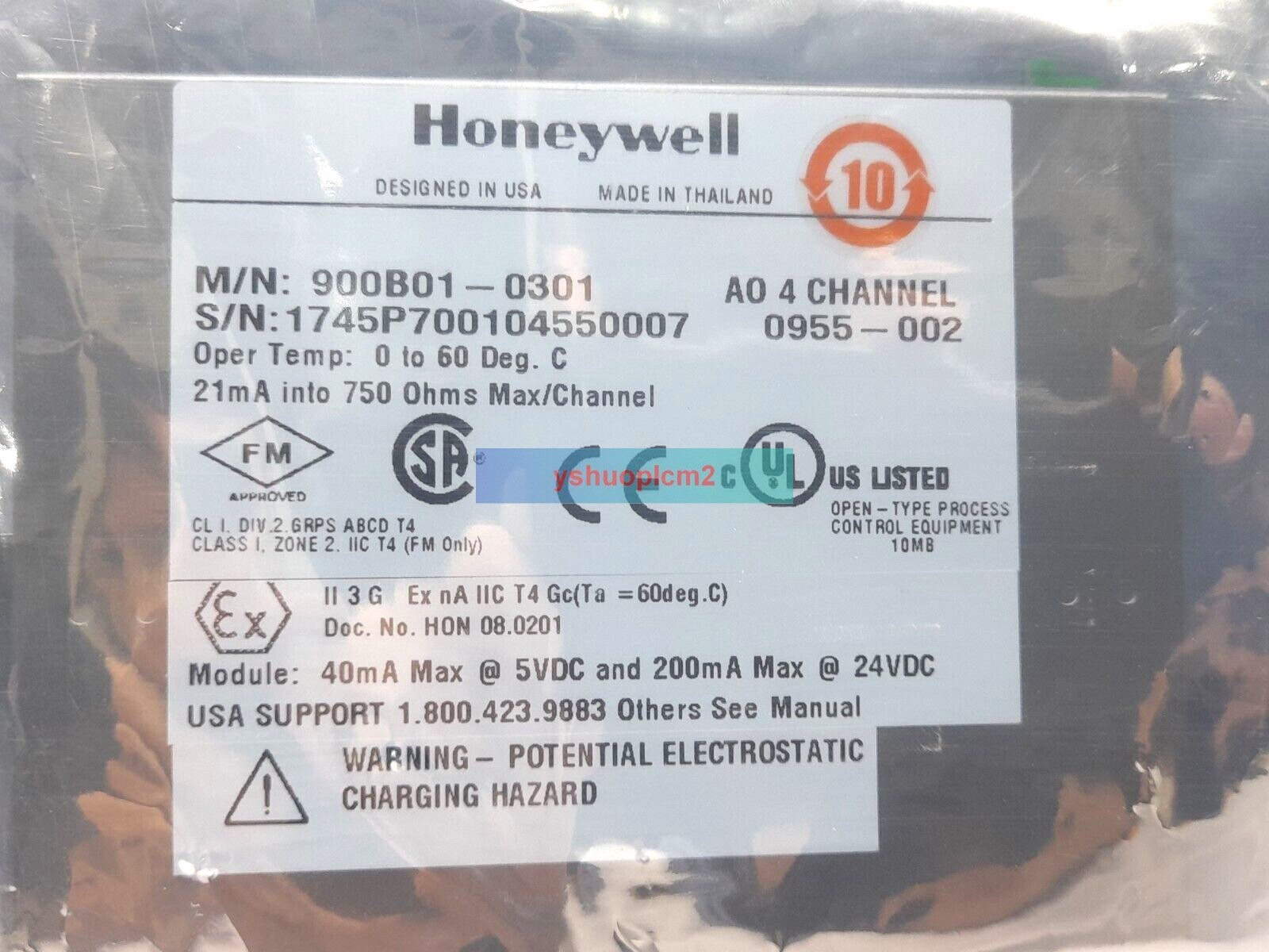 Honeywell 900B01-0301 AO 4 Channel Analog Output Card