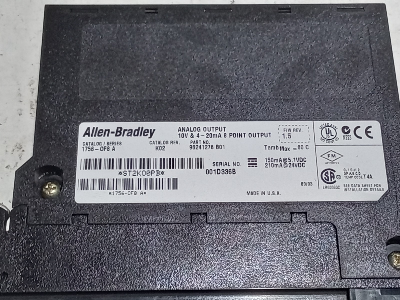 Allen Bradley 1756-OF8 SER. A ControlLogix Analog output (E7A2)