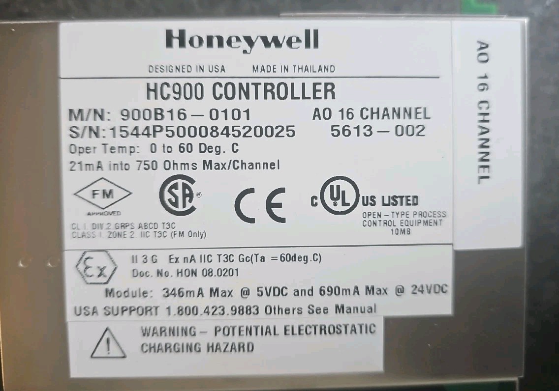 Honeywell HC900 Controller 900B16-0101 AO 16-Channel Analog Output Module