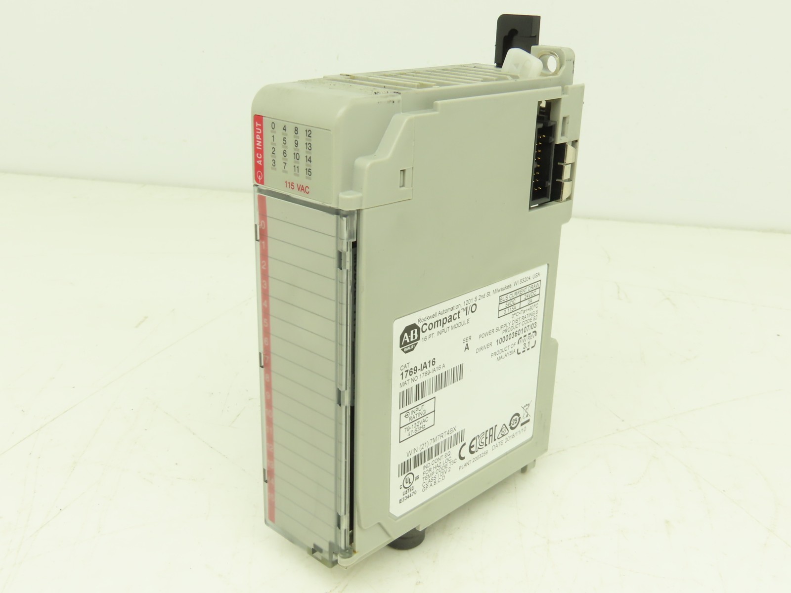 Allen Bradley 1769-IA16 Compact Logix I/O Input Module 16Pt Ser A FW 3.1