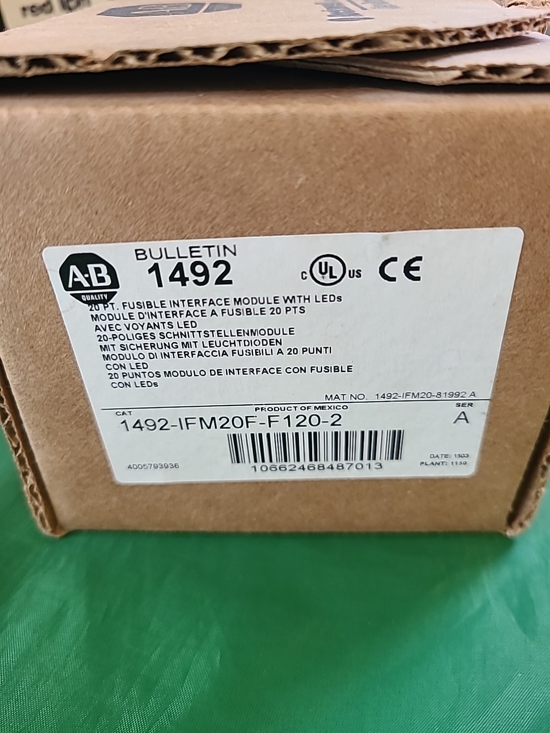 ALLEN BRADLEY – 1492-IFM20F-F120-2 – Ser A 20PT Fusible Interface Module w/ LEDs