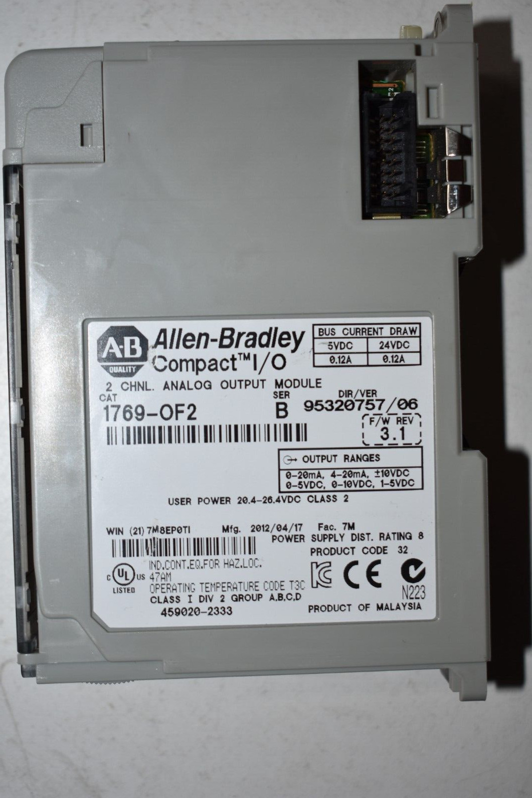 1769-OF2 ALLEN BRADLEY COMPACTLOGIX ANALOG OUTPUT