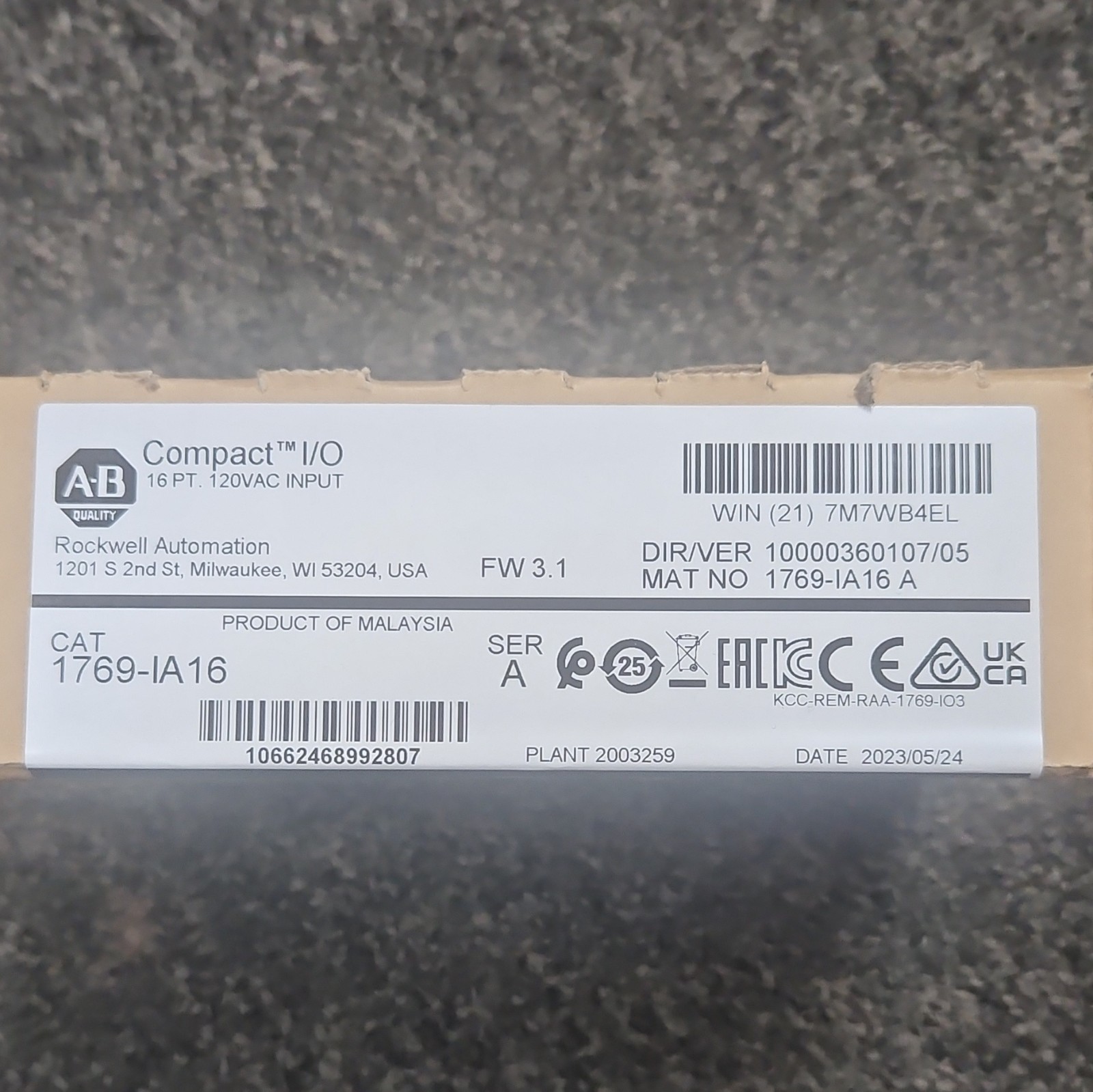 Allen-Bradley 1769-IA16 Compact I/O 16-Point 120VAC Digital PLC Input Module