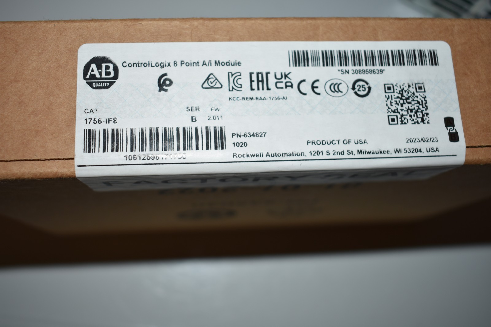 1756-IF8 ALLEN BRADLEY CONTROLLOGIX ANALOG INPUT MODULE SER A 2023 NEW SURPLUS
