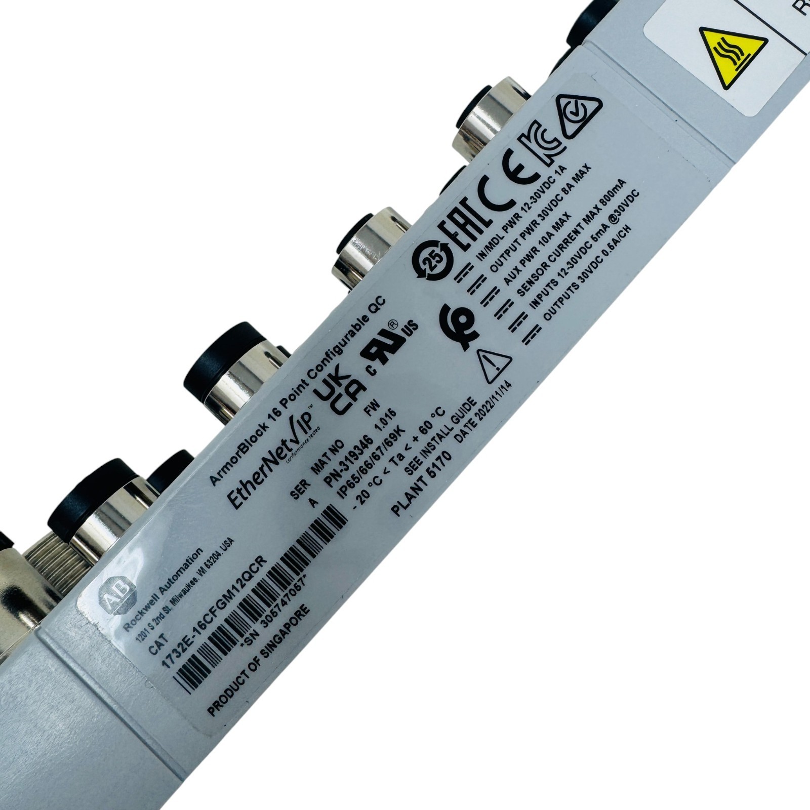 Allen-Bradley 1732E-16CFG M12QCR ArmorBlock 16-Point EtherNet/IP I/O Module New