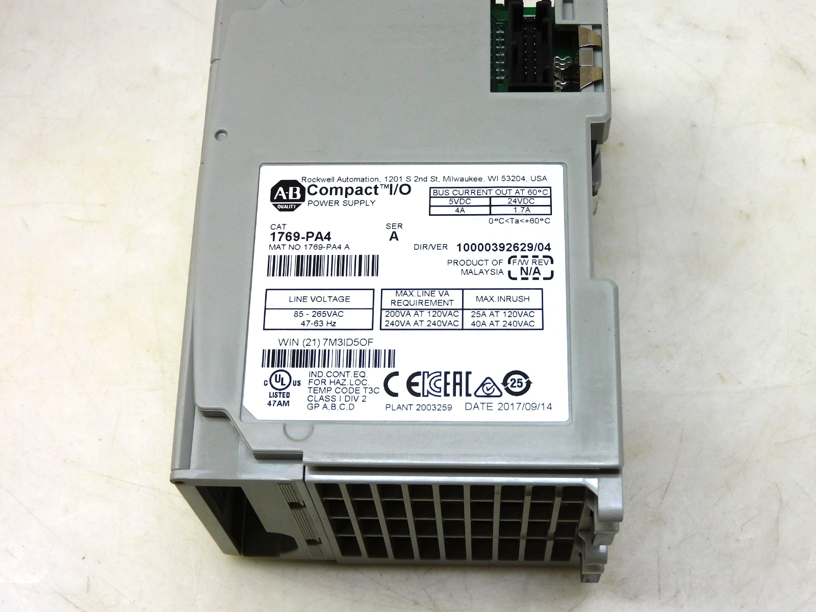 Allen-Bradley 1769-PA4 Ser A Compact I/O Power Supply 10000392629/04