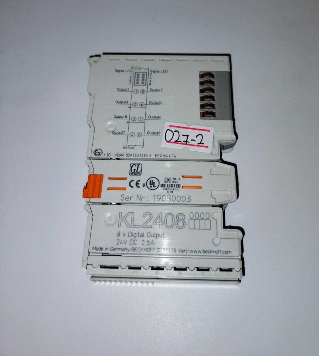 Beckhoff KL2408 Bus Terminal 8X Digital Output Unit Module 24VDC Made in Germany