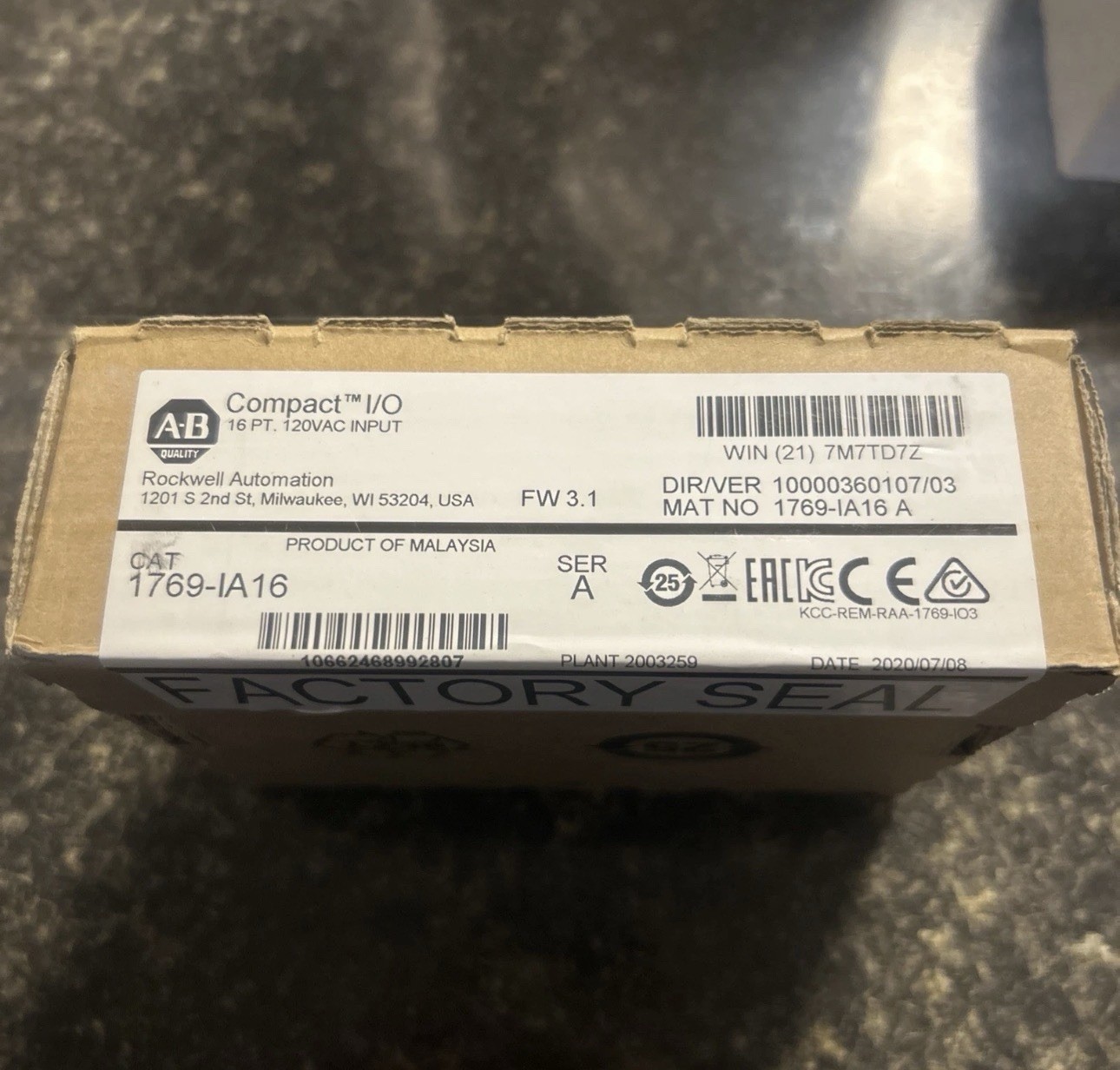 New Allen Bradley 1769-IA16 /A CompactLogix 16 Pt 120VAC D/I Module 1769 IA16
