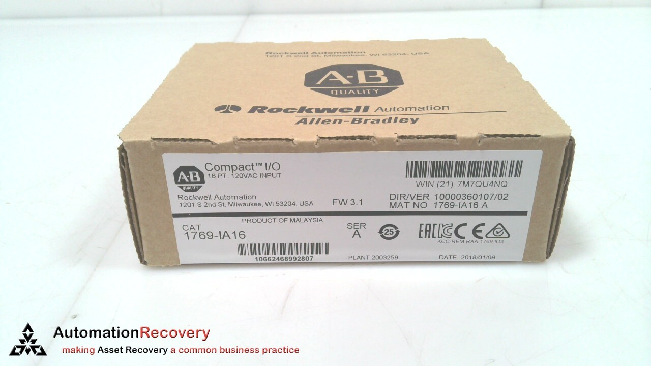 ALLEN BRADLEY 1769-IA16 SER A, COMPACTLOGIX I/O 16 PT INPUT MODULE, NEW #320608