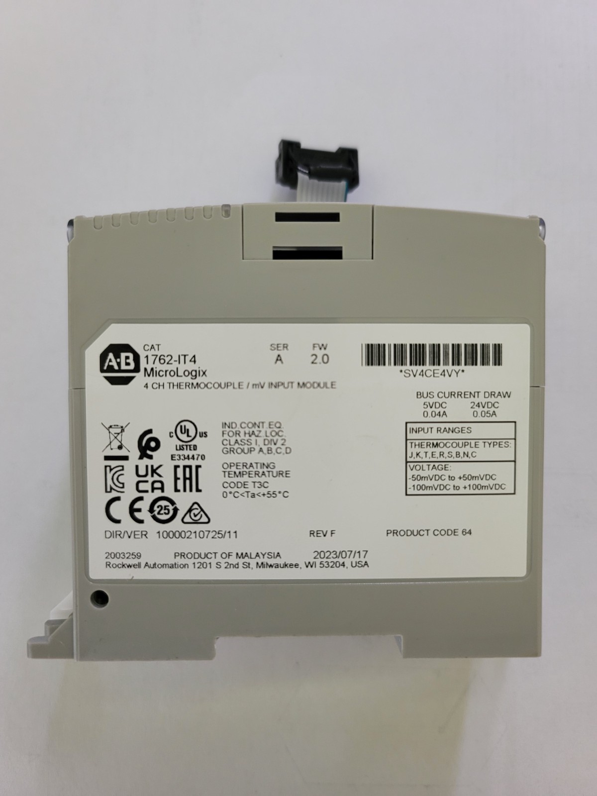 Allen-Bradley 1762-IT4 MicroLogix 1200 Thermocouple MV Input Module
