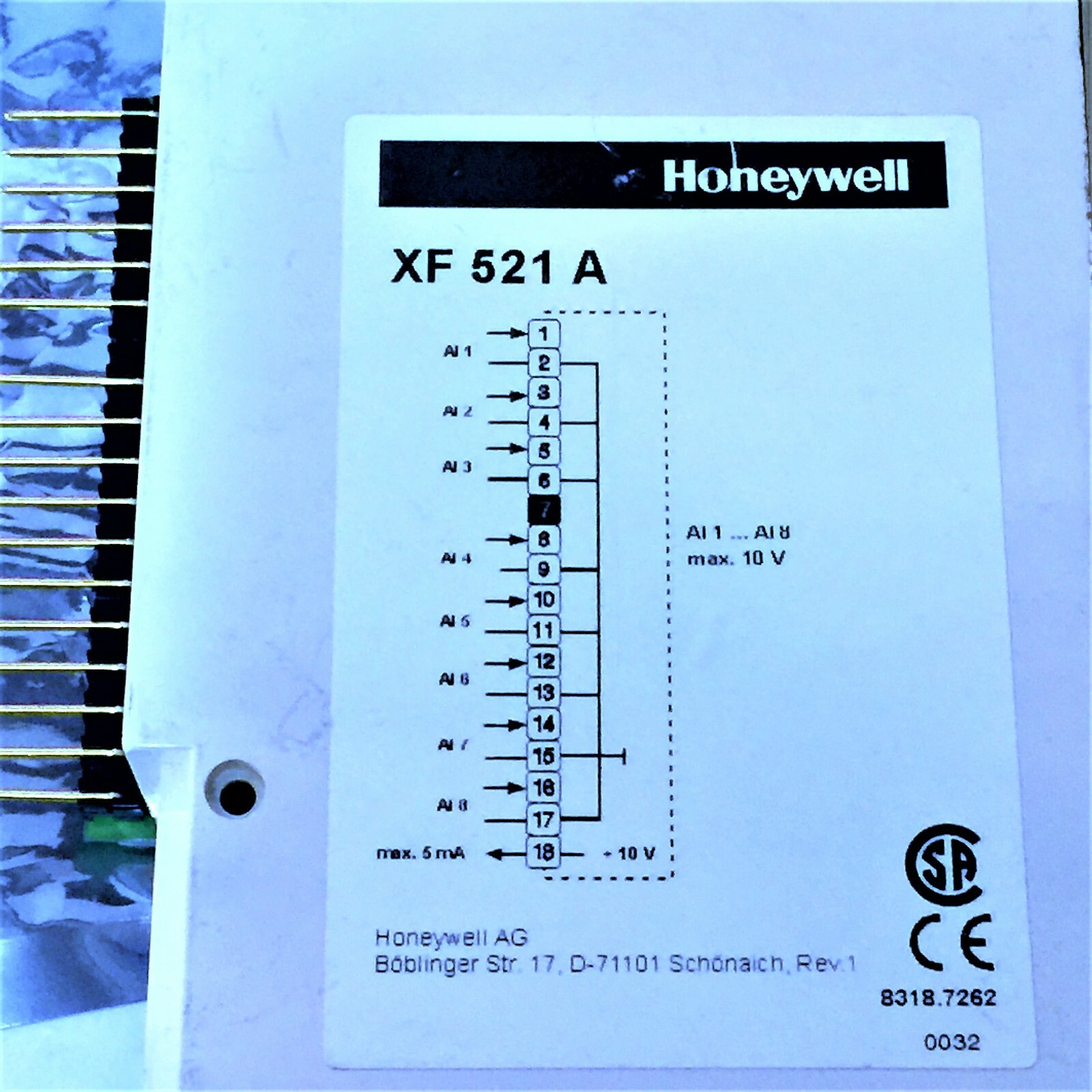 HONEYWELL XF521A ANALOG INPUT MODULE (NEW)