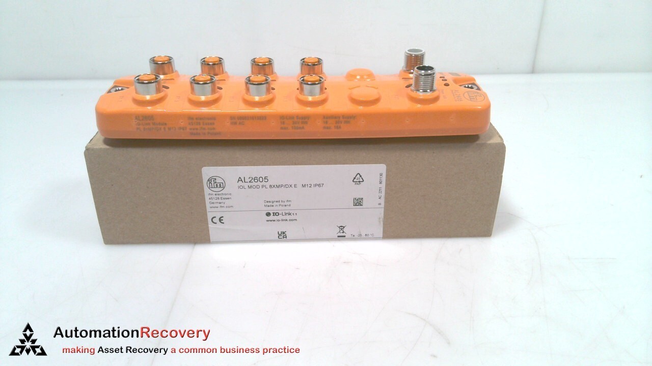 IFM AL2605 I/O MODULE, IOL MOD PL 8XMP/DX E M12 IP67, NEW #320887