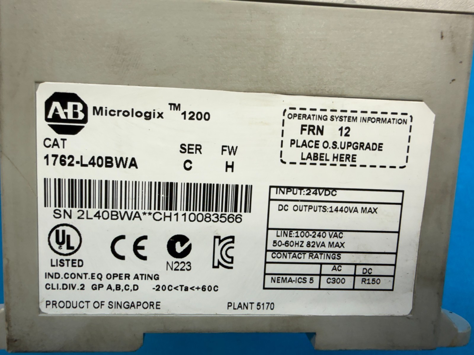 Allen-Bradley 1762-L40BWA MicroLogix 1200 40-Point Controller