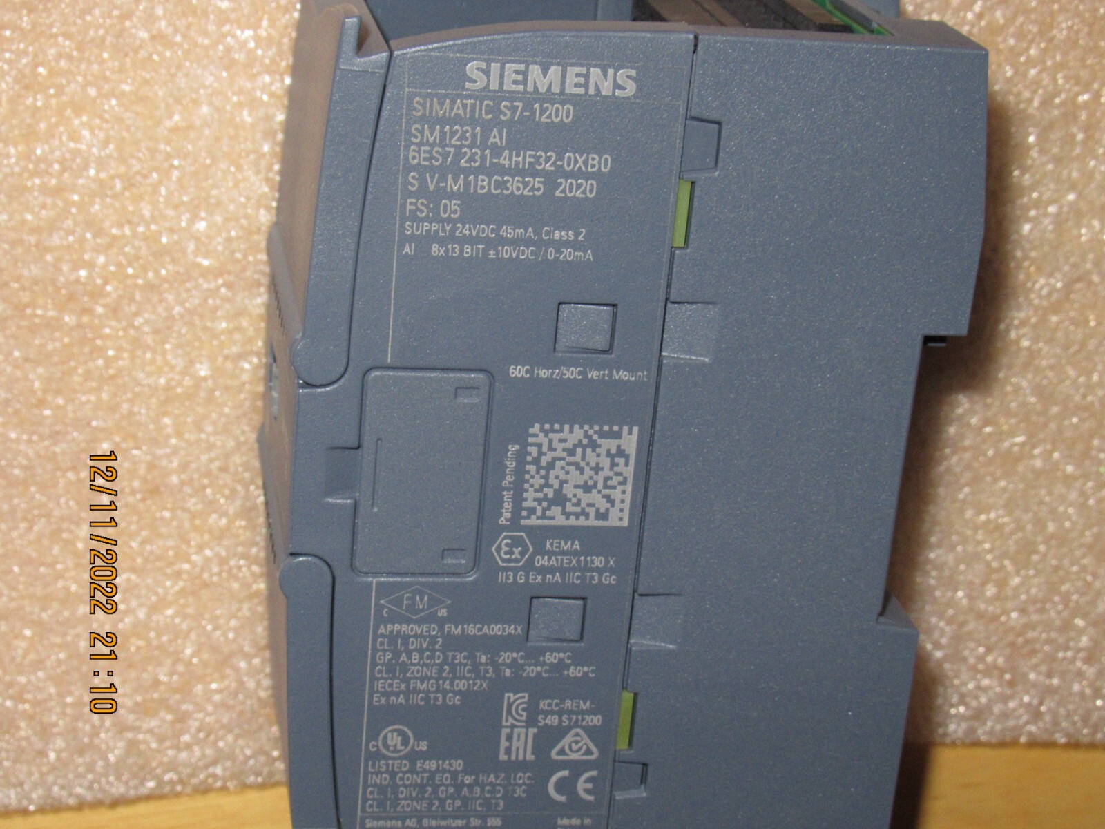 Siemens S7-1200 SM1231 AI 8x13Bit 6ES7 231-4HF32-0XB0, ES5, 2020, Nice Used