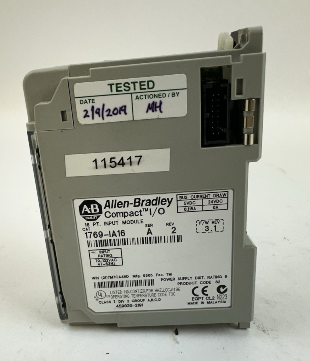 ALLEN-BRADLEY 1769-IA16 SER. A REV. 2 INPUT MODULE F/W REV. 3.1
