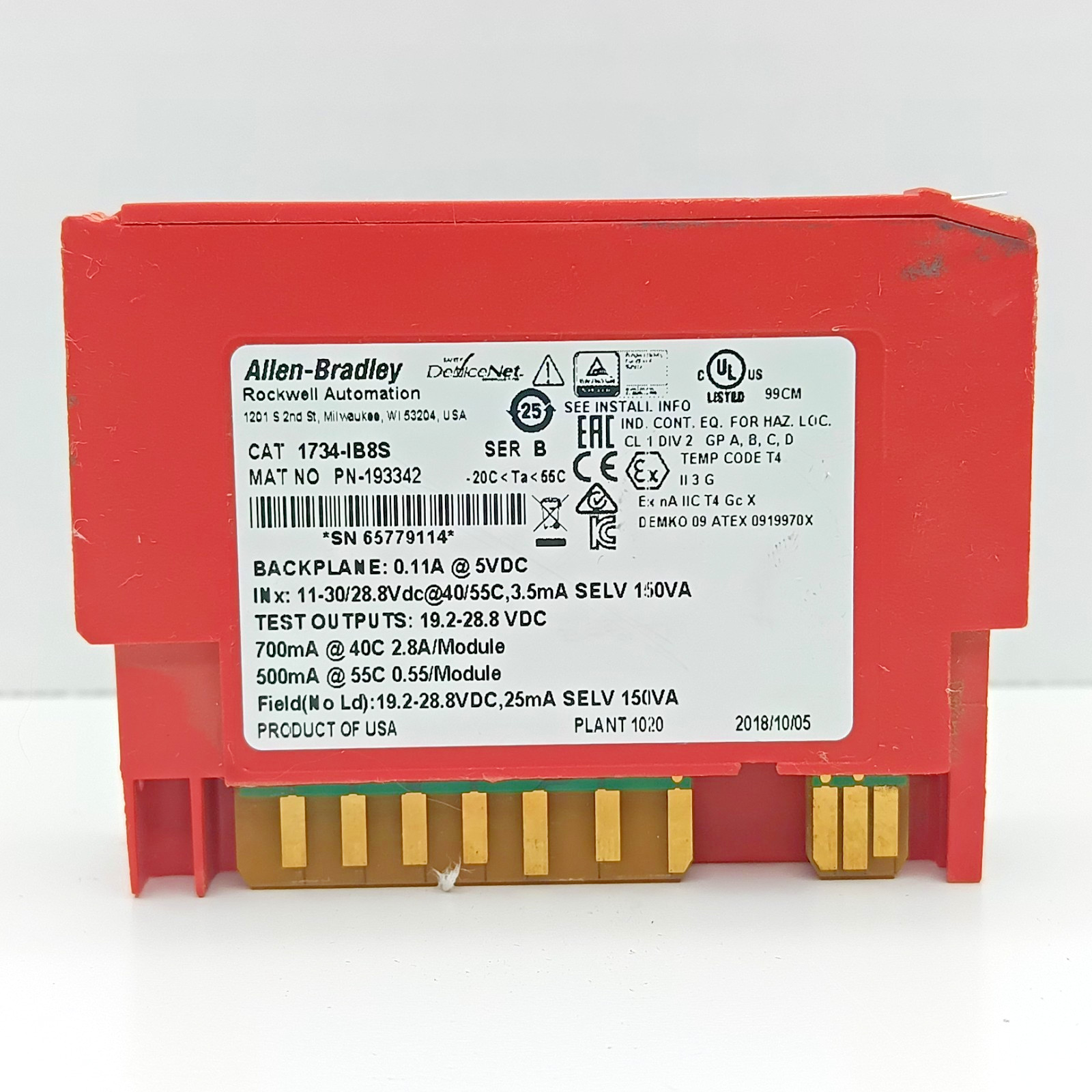 Allen-Bradley 1734-IB8S POINT Guard I/O Safety Input Module 1734IB8S
