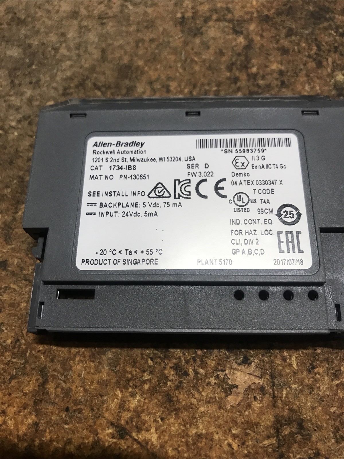 Allen Bradley 1734-IB8 Point I/o Input Module Ser D (Bulk Discounts) Tested